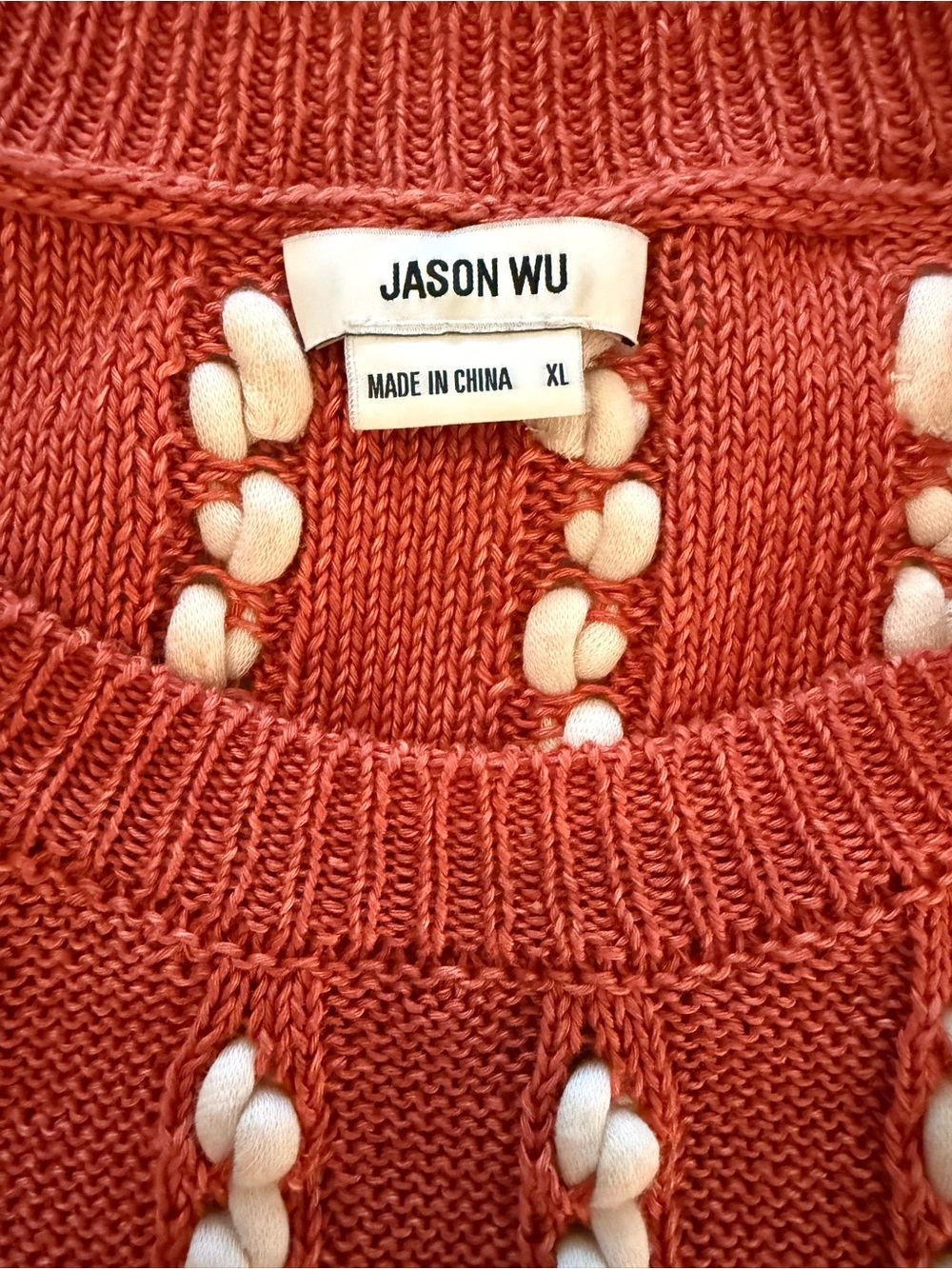 Jason Wu Orange/rust colored Sweater with Cream Knit Stripes - Picture 5 of 5